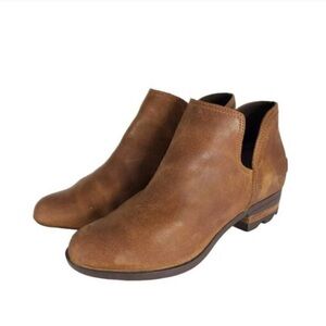 Brown Leather Sorel Women's Lolla Cut-Out Booties. NWOT